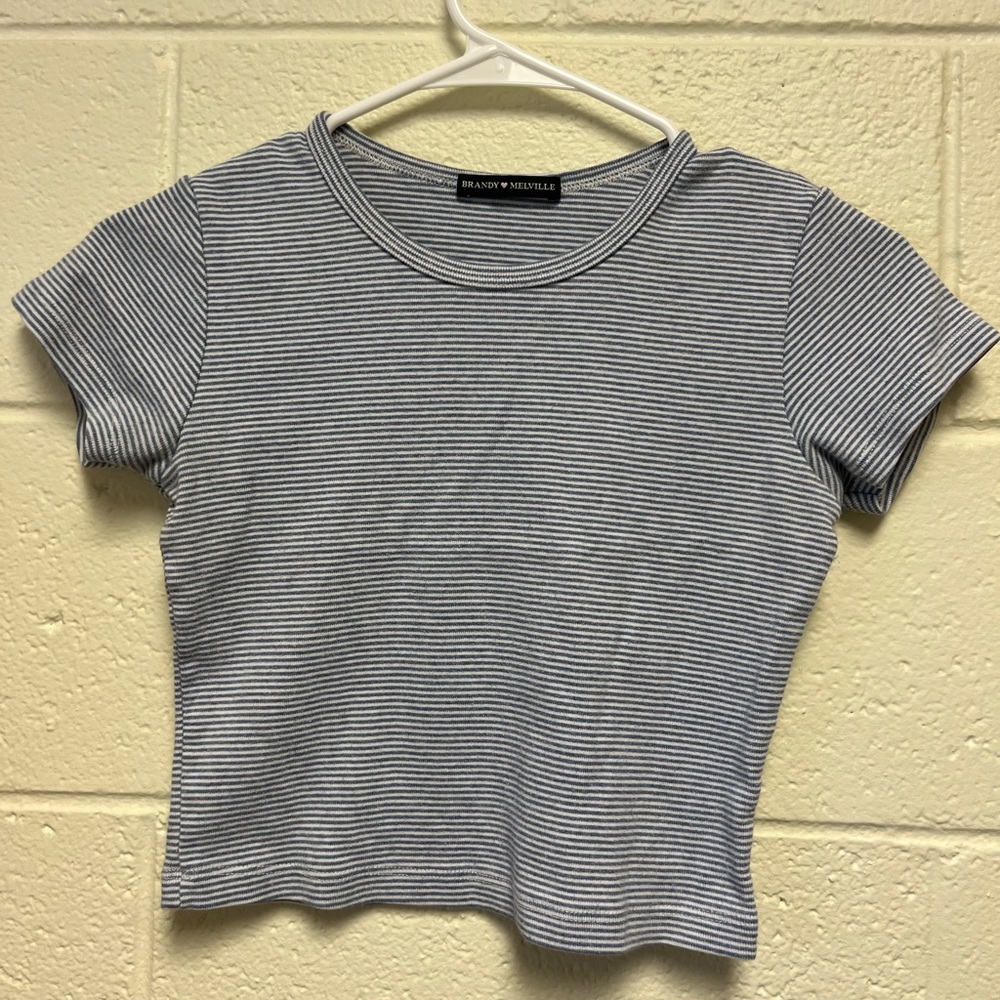 ⭐️ 4/$20 Brandy Melville Blue and White Striped Crop Top